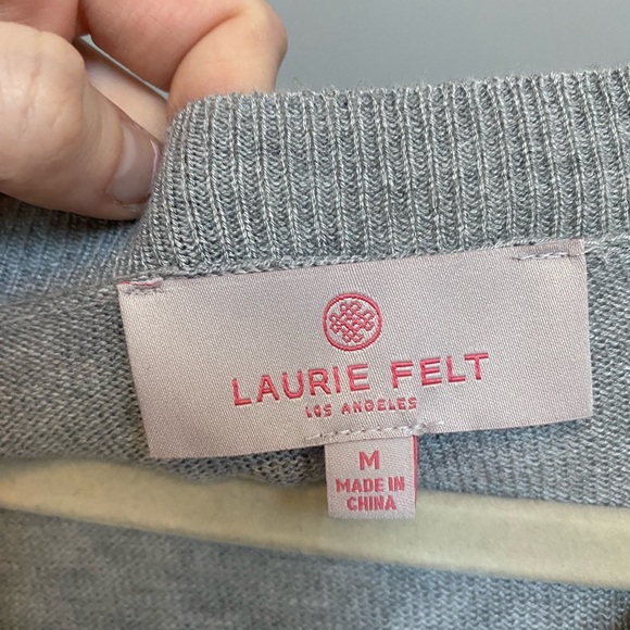 Laurie Felt Cashmere mix Gray and Purple Butterfly Blouse, cute top - Picture 5 of 6